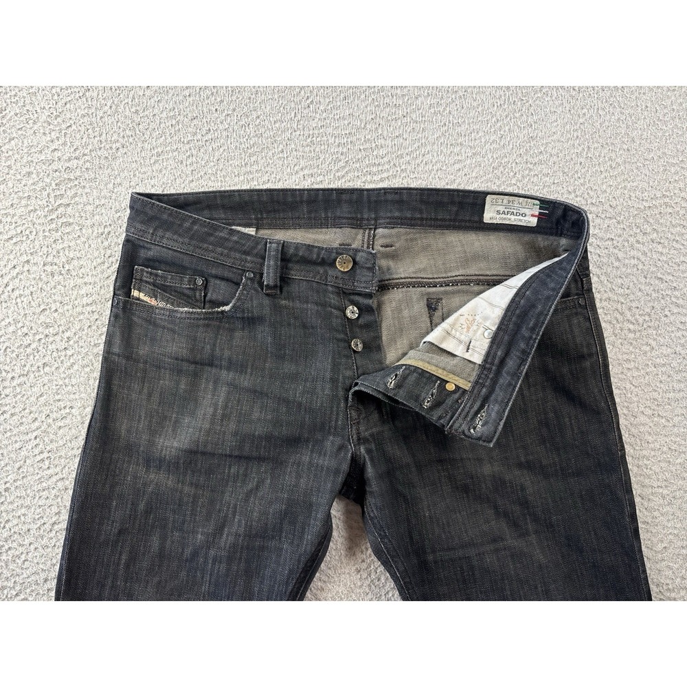 Diesel Safado Jeans 34x32 (Fits 36x31) Black Regular Slim Straight Fit Denim